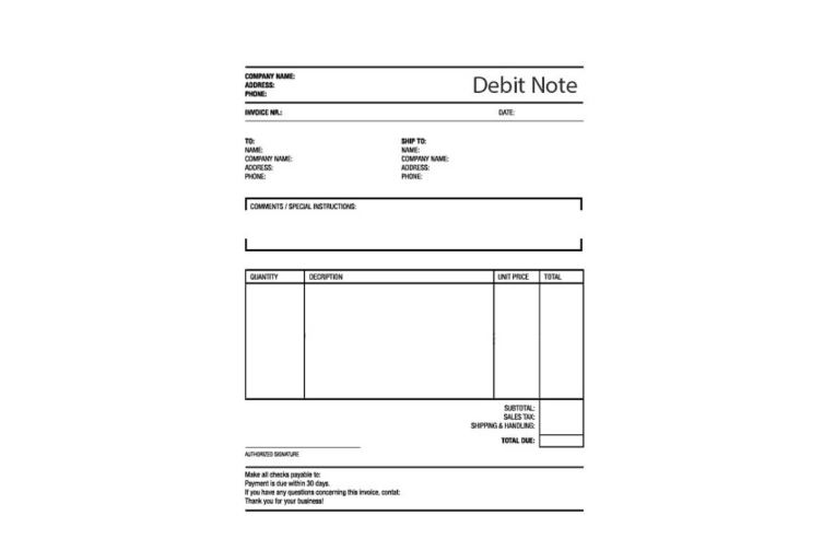 Debit note template | Types of E-invoices in Malaysia | Aspert Innovations